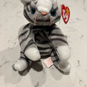 Ty Beanie Baby Prance Cat Plush with Blue Eyes
